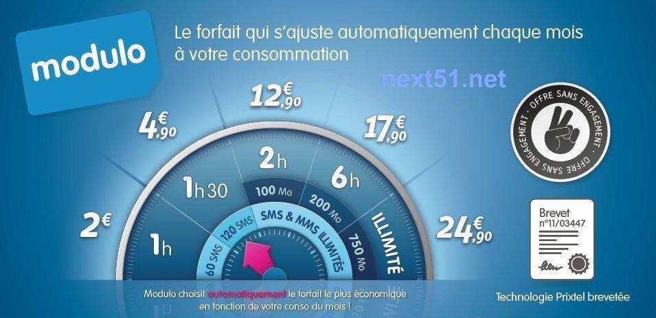Prixtel forfait Modulo à 2€/mois et l'iPhone 4S à 629 €...