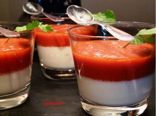 CREVETTES A LA CREME DE BREBIS & COULIS DE PIQUILLOS