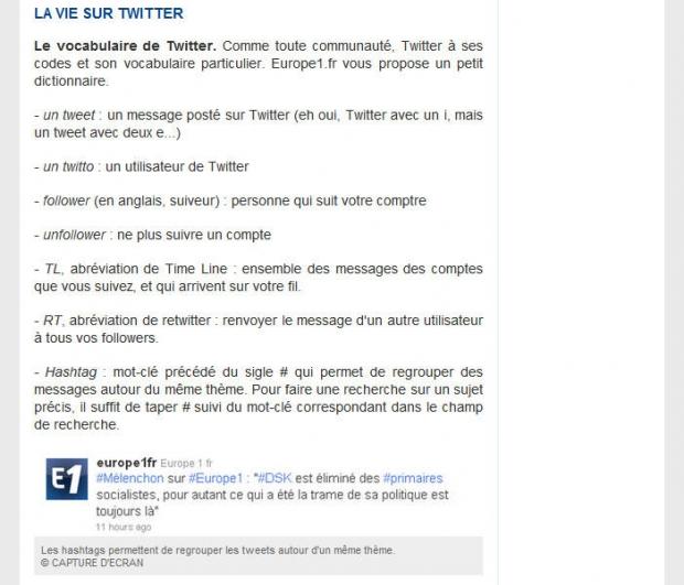 Twitter : Usages et Ergonomie Glossaire Twitter par Europe 1