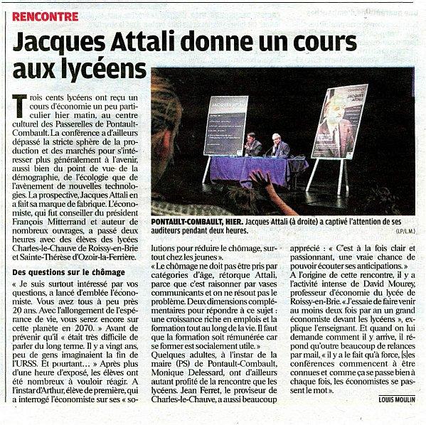 Jacques ATTALI dans Le Parisien 04 05 2012
