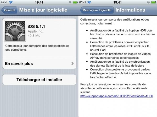 iOS 511 600x450 Apple déploie iOS 5.1.1 sur iPhone, iPad et iPod Touch