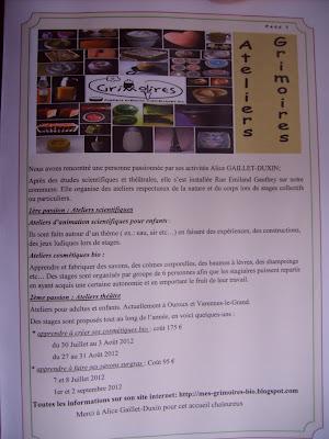 Article sur Grimoires dans Les Echos Bisséens d'avril 2012