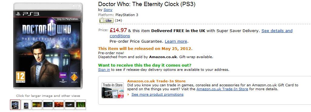 EternityClockAmazon [Jeux Vidéo] Enfin une vraie date de sortie pour Doctor Who : The Eternity Clock ?