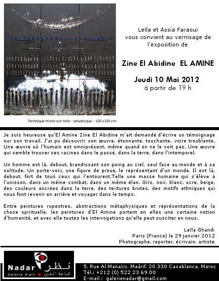 Ahmed el Amine(nouvelle sous-partie au vu des nombreuses notes à son nom) à la galerie Nadar