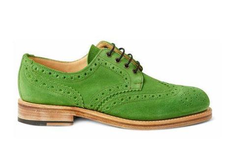 brogues oliver spencer en veau velours vert pâle 376euros Les pastels masculins de lété 2012