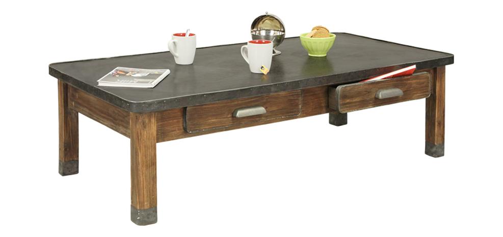table basse en bois et métal design