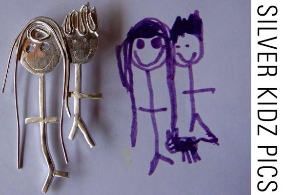 SILVER KIDZ PICS // children drawings turned into silver brooches