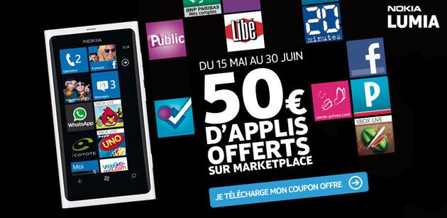 50 € d'applis offerts sur MarketPlace...