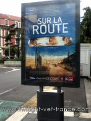 Affiches de On The Road à Cannes et PLV dans un cinéma niçois