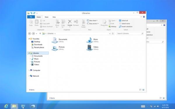 interface bureau Windows 8 600x375 Des changements pour linterface du bureau sur Windows 8