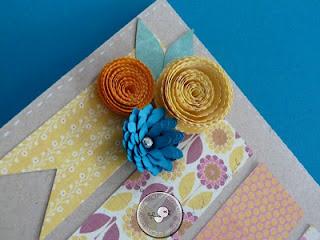 Carte avec fleurs rondes en papiers