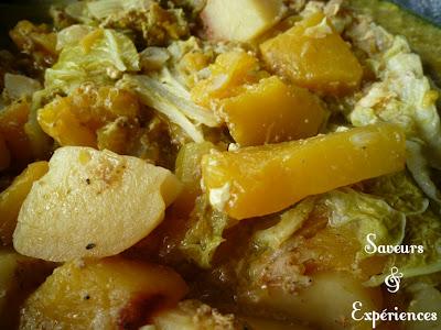 Curry de Giraumon, Chou Pétsaï & Pomme de Terre au Lait de Coco