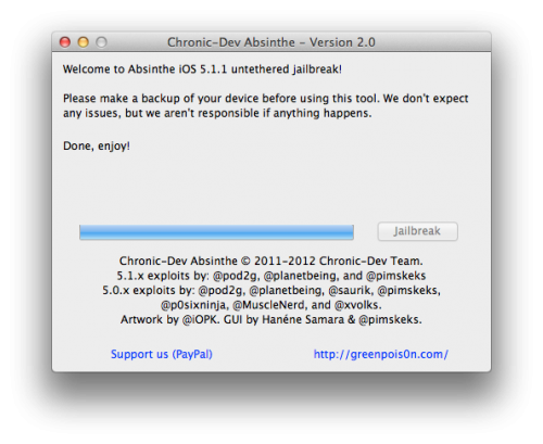 [Tuto MAC] Jailbreak (Untethered) iPhone / iPad sous iOS 5.1.1 avec Absinthe 2.0.1...