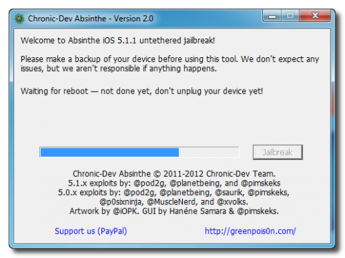 [Tuto WINDOWS] Jailbreak (Untethered) iPhone / iPad sous iOS 5.1.1 avec Absinthe 2.0.1...