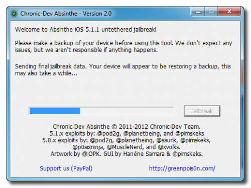 [Tuto WINDOWS] Jailbreak (Untethered) iPhone / iPad sous iOS 5.1.1 avec Absinthe 2.0.2...