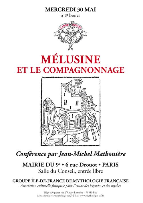 Conférence sur Mélusine et le Compagnonnage, mercredi 23 mai à la mairie du IXe à Paris