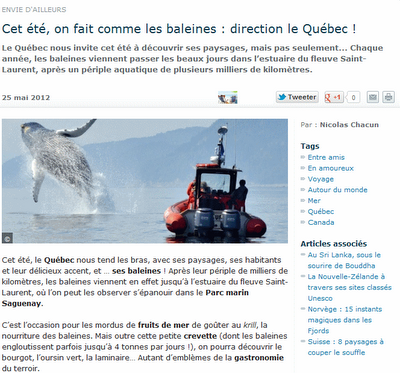 Cet été, on fait comme les baleines : direction le Québec !
