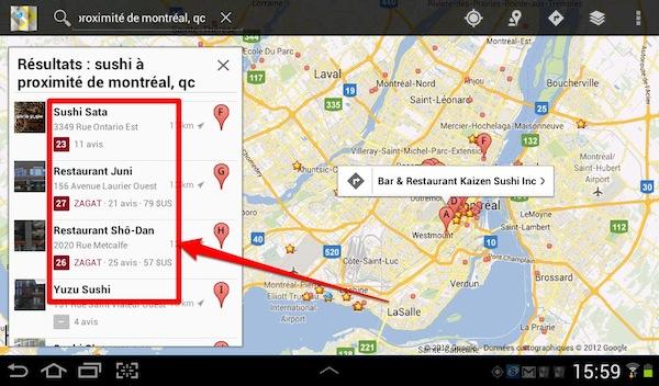 google maps android zagat Google+ Local: le guide des commerces de proximité de Google