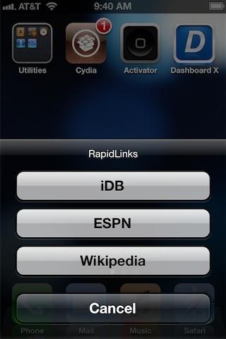 RapidLinks sur iPhone, retrouvez vos 5 sites favoris rapidement...