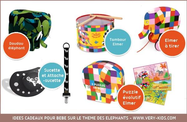 Idées cadeaux pour bébé sur le thème des éléphants
