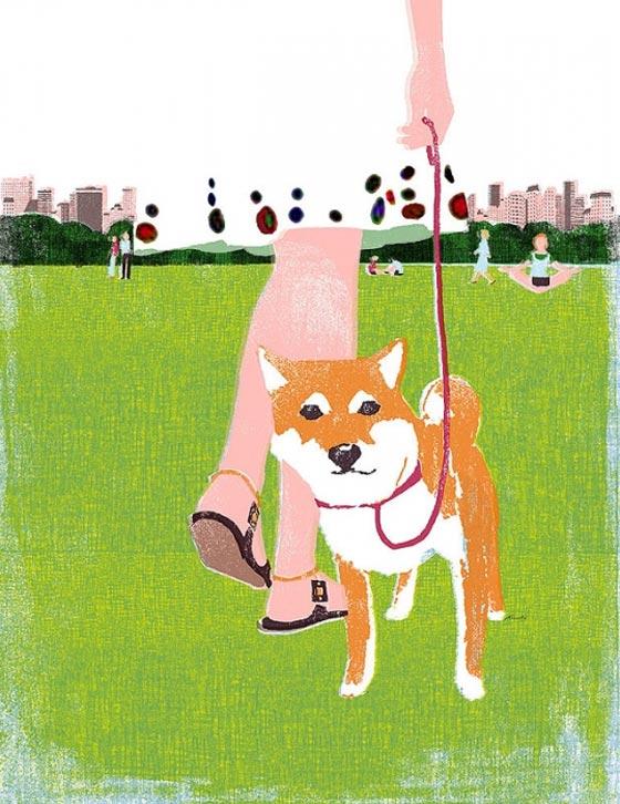 illustration de chien par Tatsuro Kiuchi