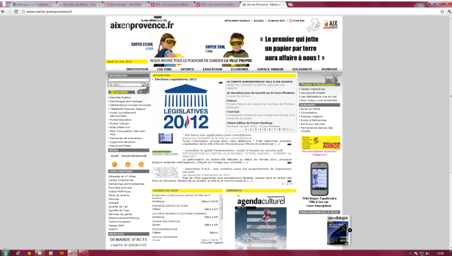 Le logo du Front National était sur le site de la mairie d’Aix-en-Provence pour faire le lien vers la page du service élections.