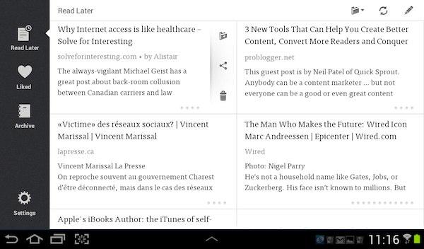 instapaper android 2 Instapaper pour Android