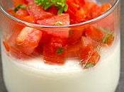 Panna cotta chèvre tartare tomate basilic
