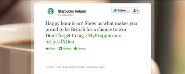 starbucks tweet 600x240 Starbucks : une gaffe sur twitter provoque lire... des irlandais
