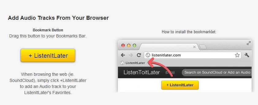 ListenItLater Bookmarklet Présentation ListenItLater : vos musiques à écouter plus tard