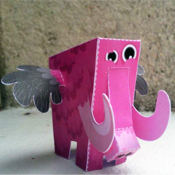 Pink Mammuthus papertoy de Jerom
