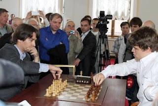Le blitz entre Magnus Carlsen et Alexander Morozevich - Photo © RussiaChess 