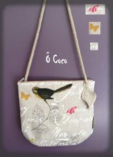 Ô Coco : Sac bandoulière oiseaux 100% lin