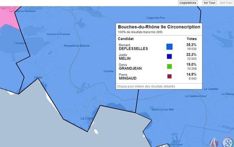 Google Maps détail Les résultats des législatives disponibles sur une carte interactive Google Maps