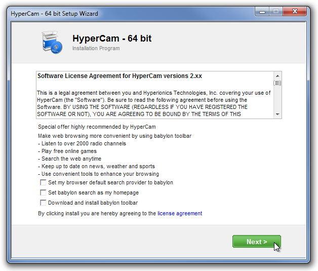 HyperCam - 64 bit Setup Wizard
