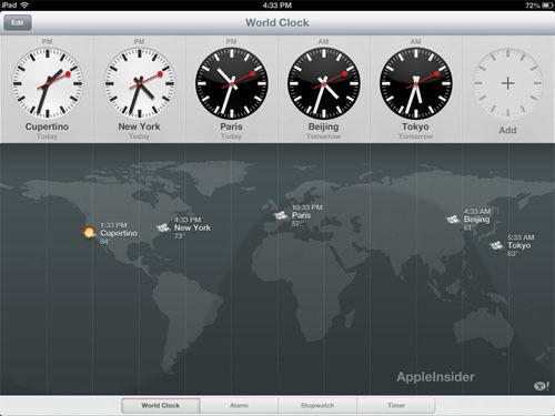 L'application native ''Horloge'' arrive sur l'iPad (iOS 6)...