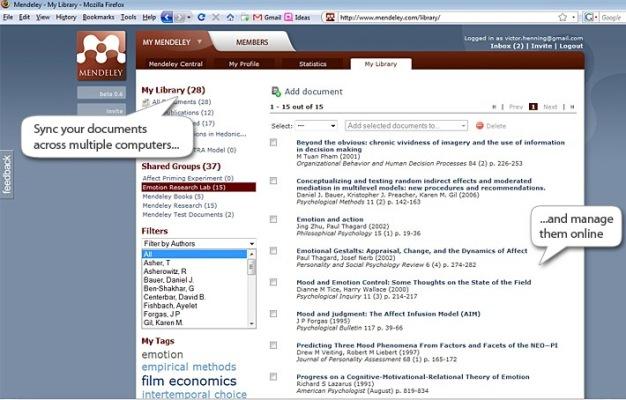mendeley screen 2 Mendeley : un excellent service de recherche documentaire, dans le cloud