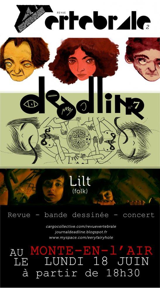 Soirée DEADLINE (fanzine) + VERTEBRALE (revue) le 18 juin au Monte-en-l’air avec LILT