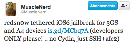 Déjà un jailbreak tethered pour iOS 6 bêta !