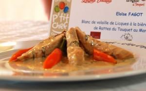 Blanc de volaille de Licques à la bière et gâteau de Ratte du Touquet au Maroilles 150 petits chefs cuisinent la Ratte du Touquet (1/3)
