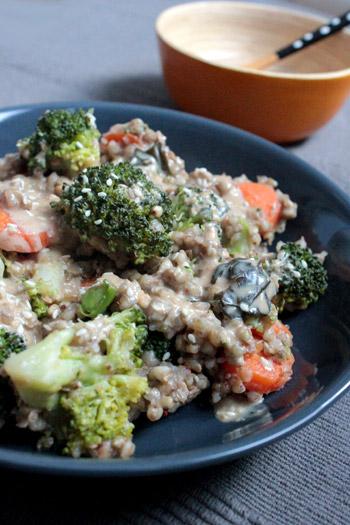 Sarrasin au brocoli, sauce miso