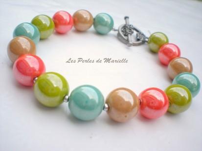 Bracelet perles pastel