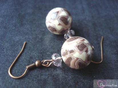 boucles d’oreilles perles pâte polymère et verre