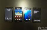 De gauche à droite : HTC One V, Samsung Galaxy SII, Samsung Galaxy S, Nokia Lumia 900