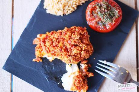 Dos de cabillaud, crumble de chorizo / parmesan