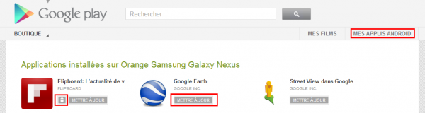 Google Play Store – Désinstallation et mise à jour via le site web