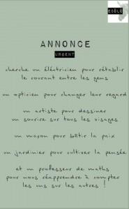 Annonce sérieuse ! Plaisantins s’abstenir !