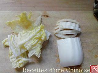 Chou chinois (Pe-tsaï) aux champignons Shiitakés frais 香菇白菜 xiāng gū báicài