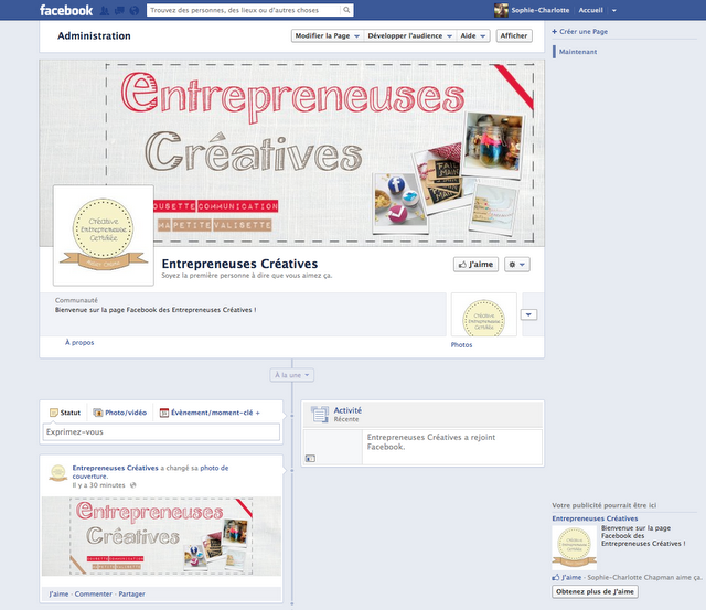 Nouveau : les Entrepreneuses Créatives ont désormais leur page Facebook !