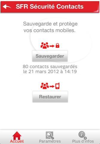 SFR Sécurité Contacts sur iPhone, ne perdez plus vos contacts...